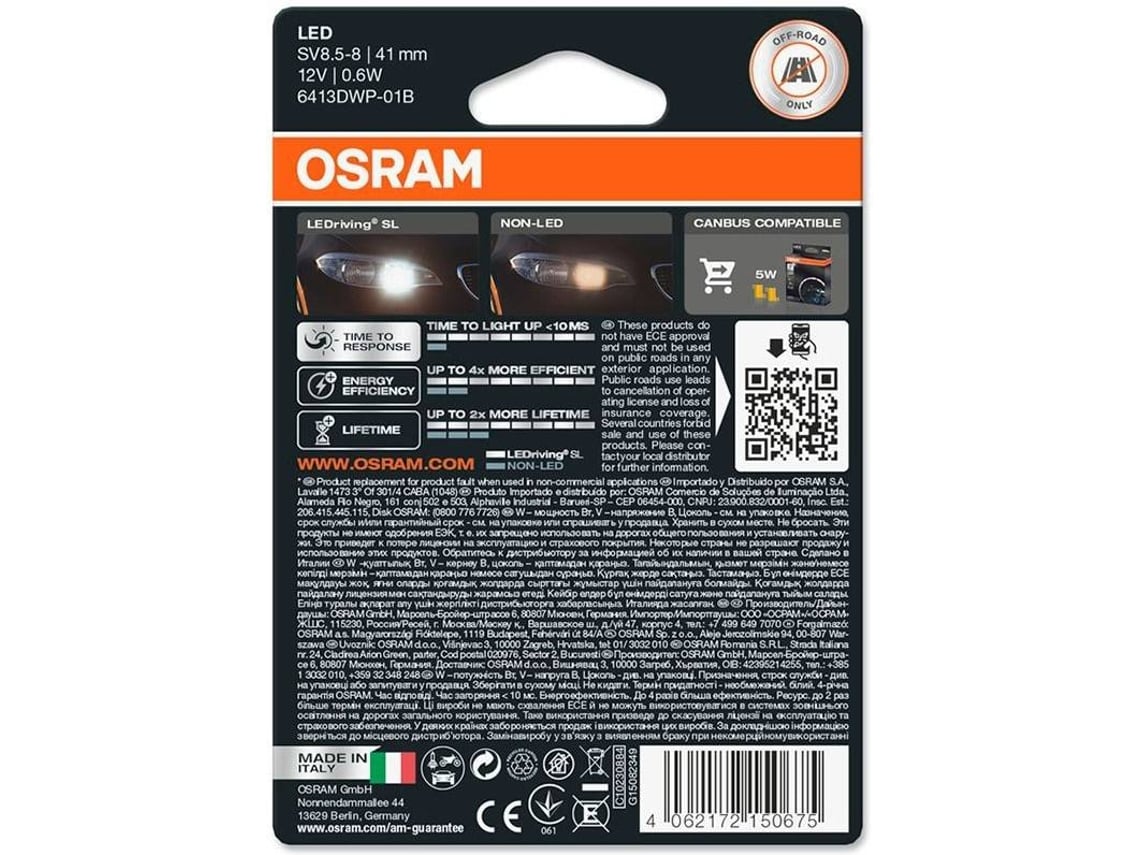 LAMPADA LED SILURO OSRAM C5W 31mm 4 ANNI DI GARANZIA - Foto 5