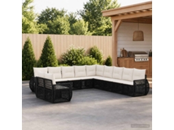 Vidaxl Conjunto De Sofá De Jardim 11 Unid. Preto E Branco Creme