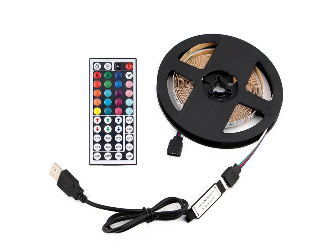 Fita Led Rgb 3m Usb Impermeável, Controle App E Remoto, Multi-cores Para Decoração