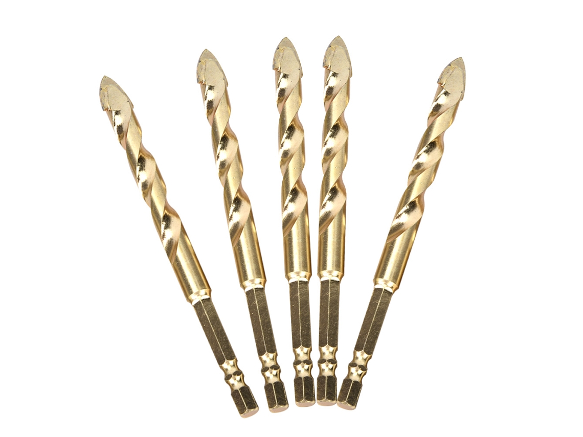 Brocas Triangulares Torcidas Com Cabo Hexagonal Para Telhas Cerâmicas Vidro 10mm 5pcs