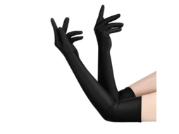 Guantes Largos Negros De Poliéster Para Adultos, Tamaño Único, 40 Cm, Ideal Para Halloween Y Mascaradas
