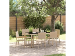 Vidaxl Conjunto De Jantar Para Jardim 7 Pcs Bege Vime Pe