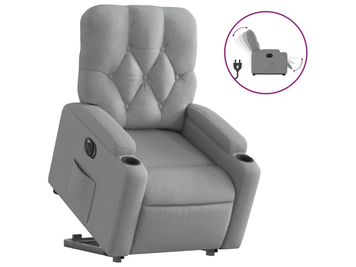 Electric Stand Up Recliner Chair, Electric Stand Up Recliner Chairs Vidaxl Cinzeto Tecido