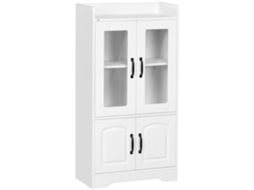 Armário Expositor com Portas de Vidro, Prateleira Ajustável, 60x30x116cm, Branco S/MARCA