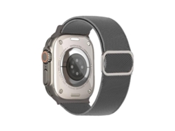 Bracelete Para Apple Watch 46/49/45/44mm - Nylon Elástico Com Fivela Em D E Listras Diagonais Azul Acinzentado