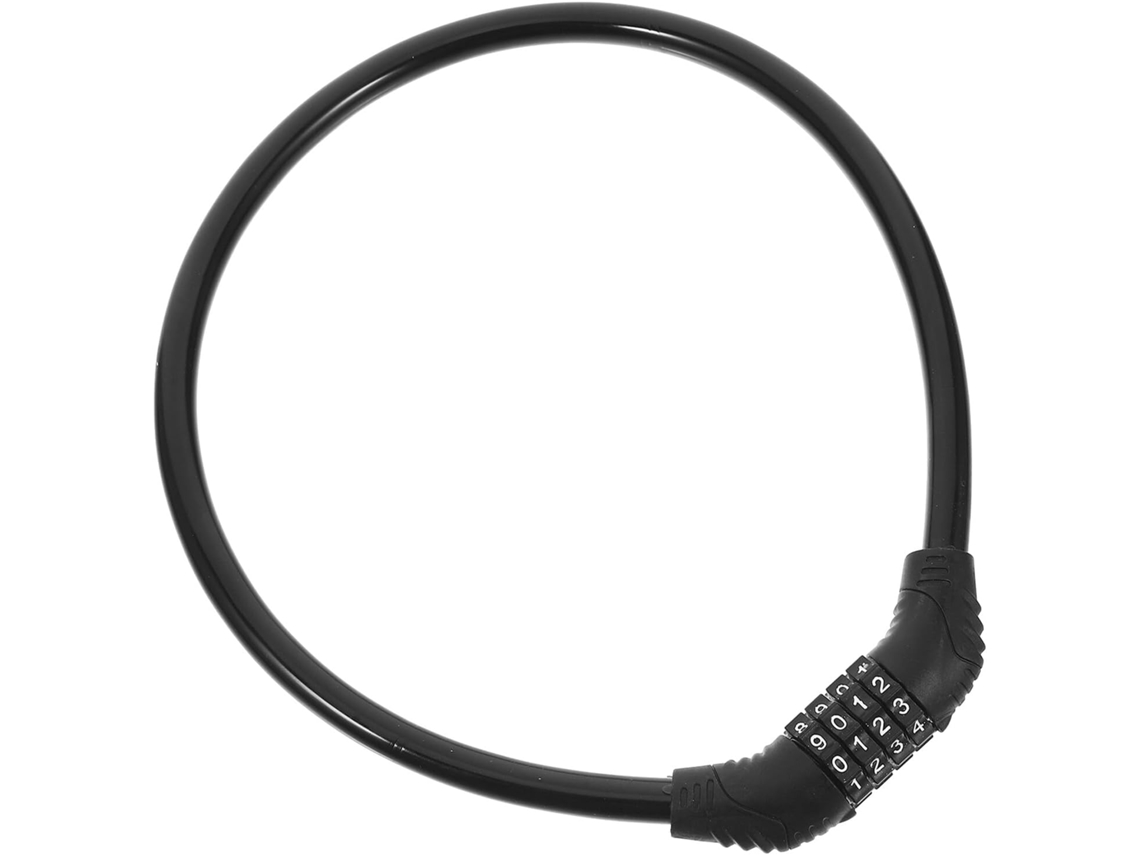 Cadeado De Aço Preto Para Bicicleta Com Trava De Combinação, Corrente