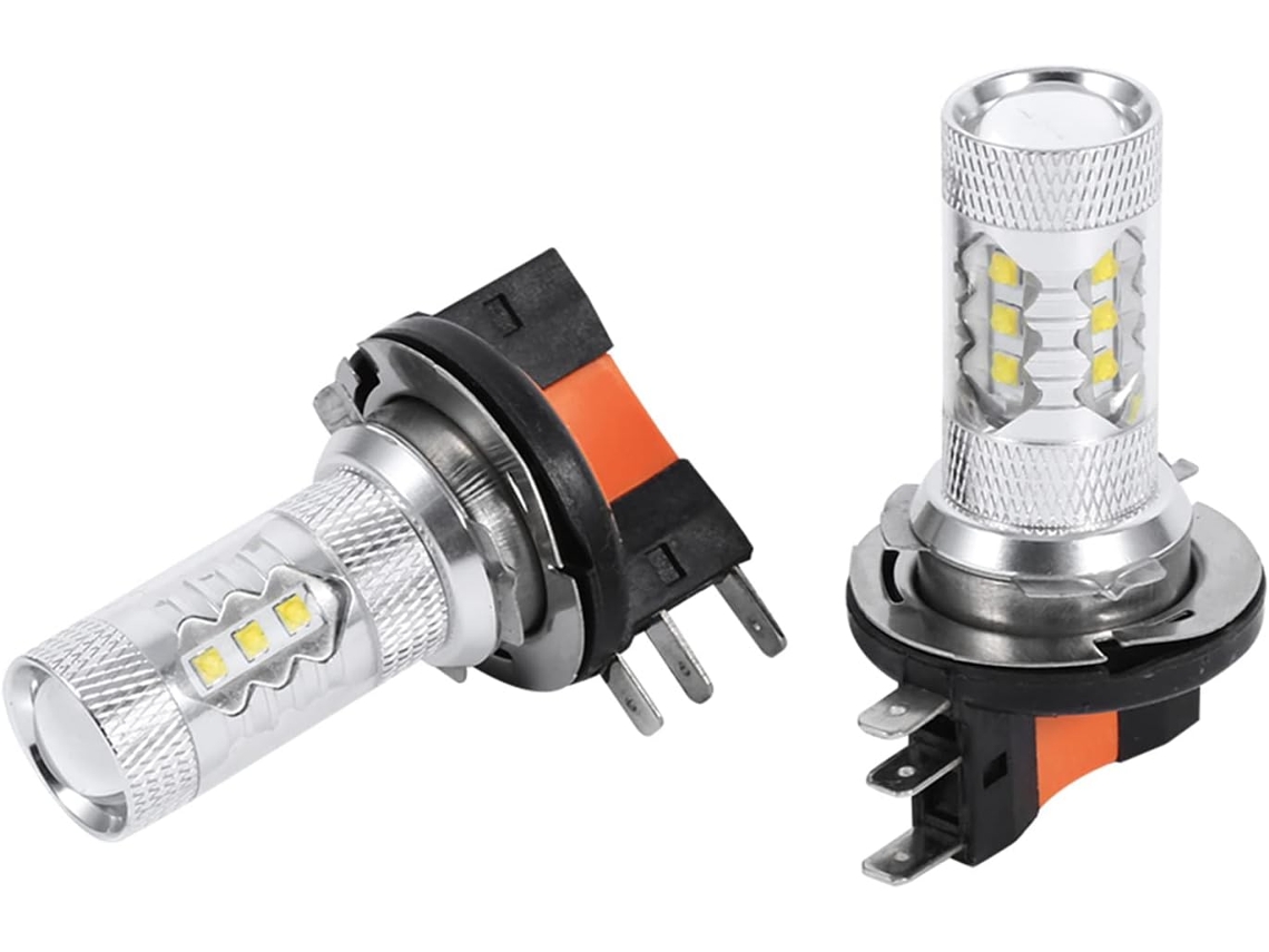 Tbest 2 Lâmpadas Led H15 80w 60 000-horas Alta Potência 1200lm Brancas Para Farol De Carro, Luzes Diurnas Com Carcaça
