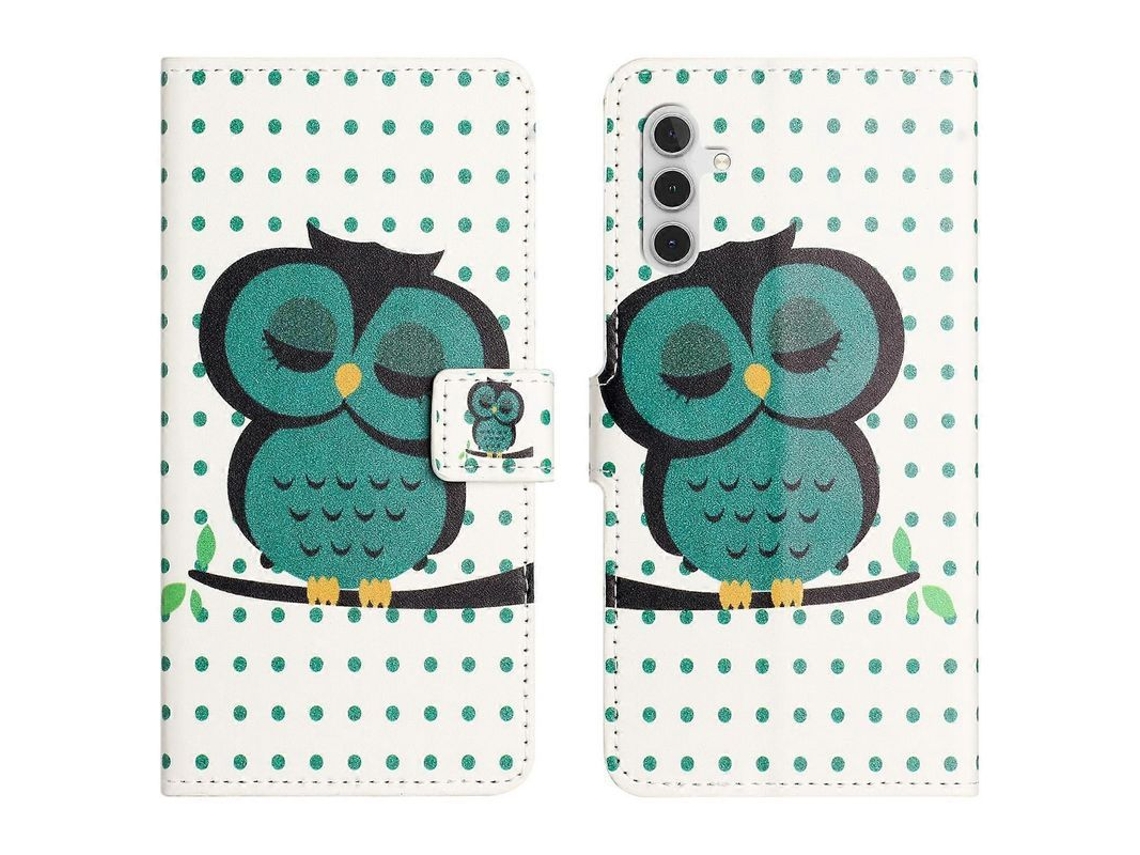 Capa de couro YURU com padrão de coruja para Galaxy A55 5G | S/MARCA