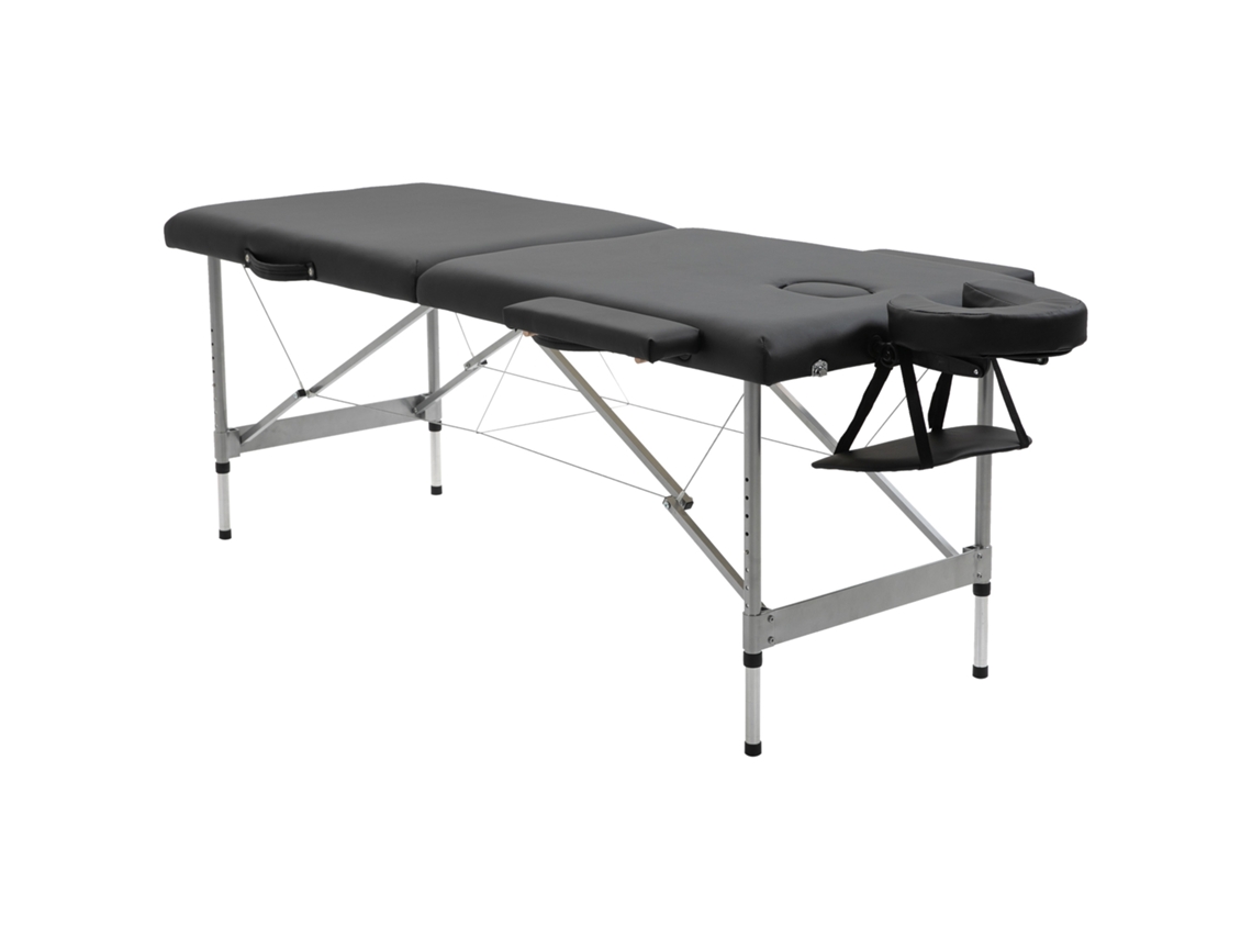 Marquesa Dobrável Liga De Alumínio, Espuma, Pu Cor Preto 185x70x82 Cm Homcom