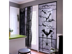 Cortina Decorativa Halloween Aranha Teia Morcego