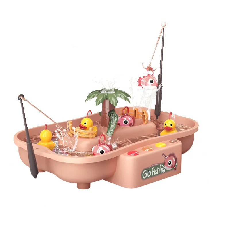 (rosa) Mini Mesa De Jogo De Pesca Com 2 Varas De Pesca