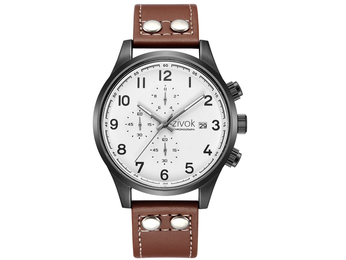 Reloj De Pulsera Zivok Hombre Analógico De Cuarzo Con Correa Pu Impermeable Casual