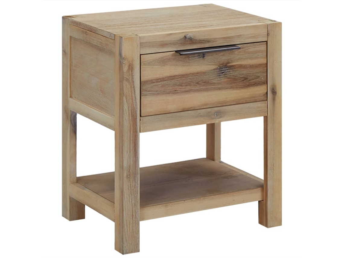 Vidaxl Mesa De Cabeceira C/ Gaveta 40x30x48 Cm Madeira Acácia Maciça