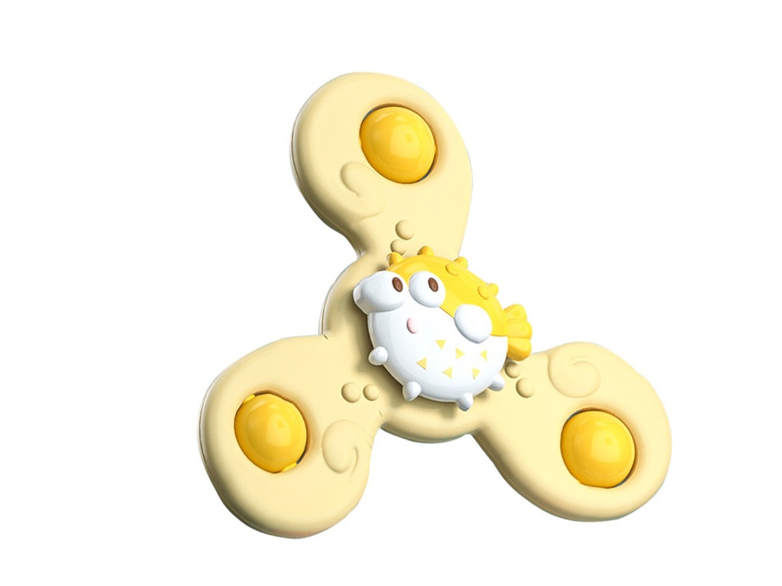 Mali brinquedo Giratório com Ventosa Flor 3 Cabeças Borda Suave Amarelo para Crianças