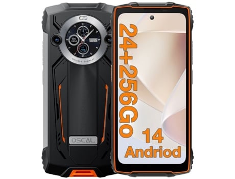Smartphone Robusto OSCAL Pilot2 256Gb 6 5 120Hz 50Mp 8800Mah Telemóvel Ip68 Nfc Gps Dual Sim Laranja