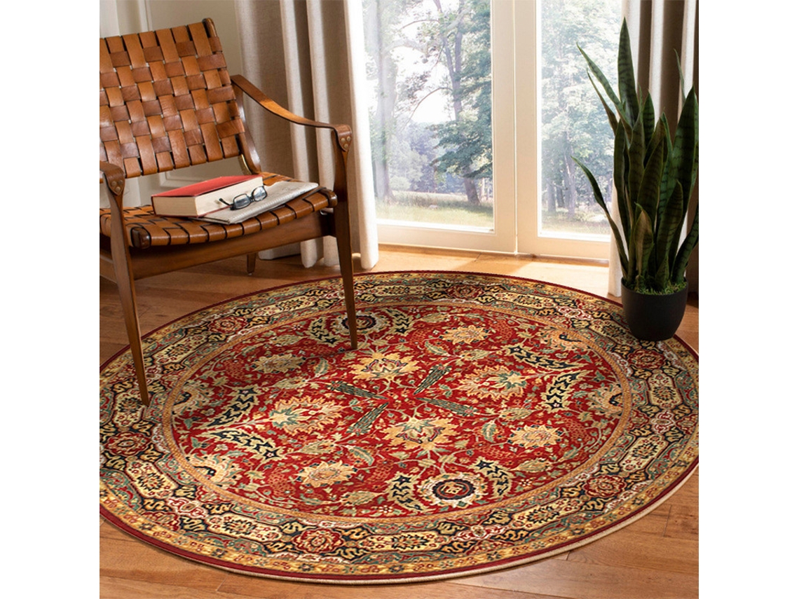 Tapete Redondo Vintage Macio Antiderrapante, 100 Cm