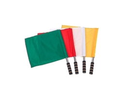 Conjunto de 4 bandeiras de sinalização de árbitro coloridas nas cores vermelho, amarelo, verde e branco, com mastro de aço inoxidável para futebol de campo.