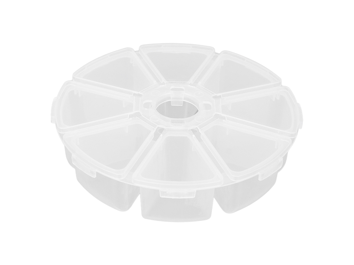 Caja De Armazenamento Plástico Transparente Redonda Com 8 Divisões Para Pérolas, Joias, Manuais E Arte De Unhas