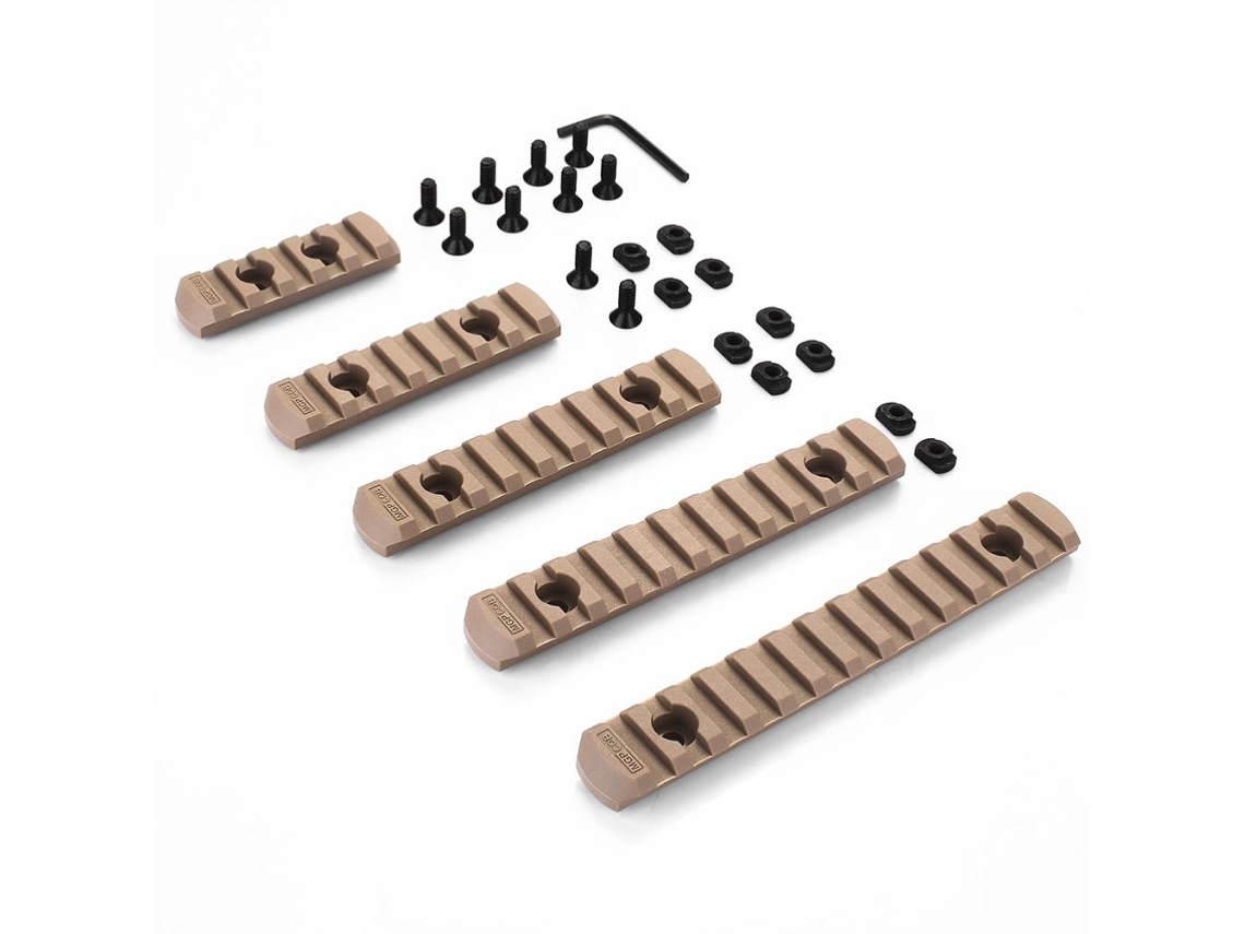 Conjunto de trilho Picatinny M-LOK de nylon com 5/7/9/11/13 slots e chave Allen de 65-144 mm.