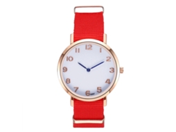 Reloj Analógico De Cuarzo Para Mujer Y Hombre Con Correa De Nylon Rojo