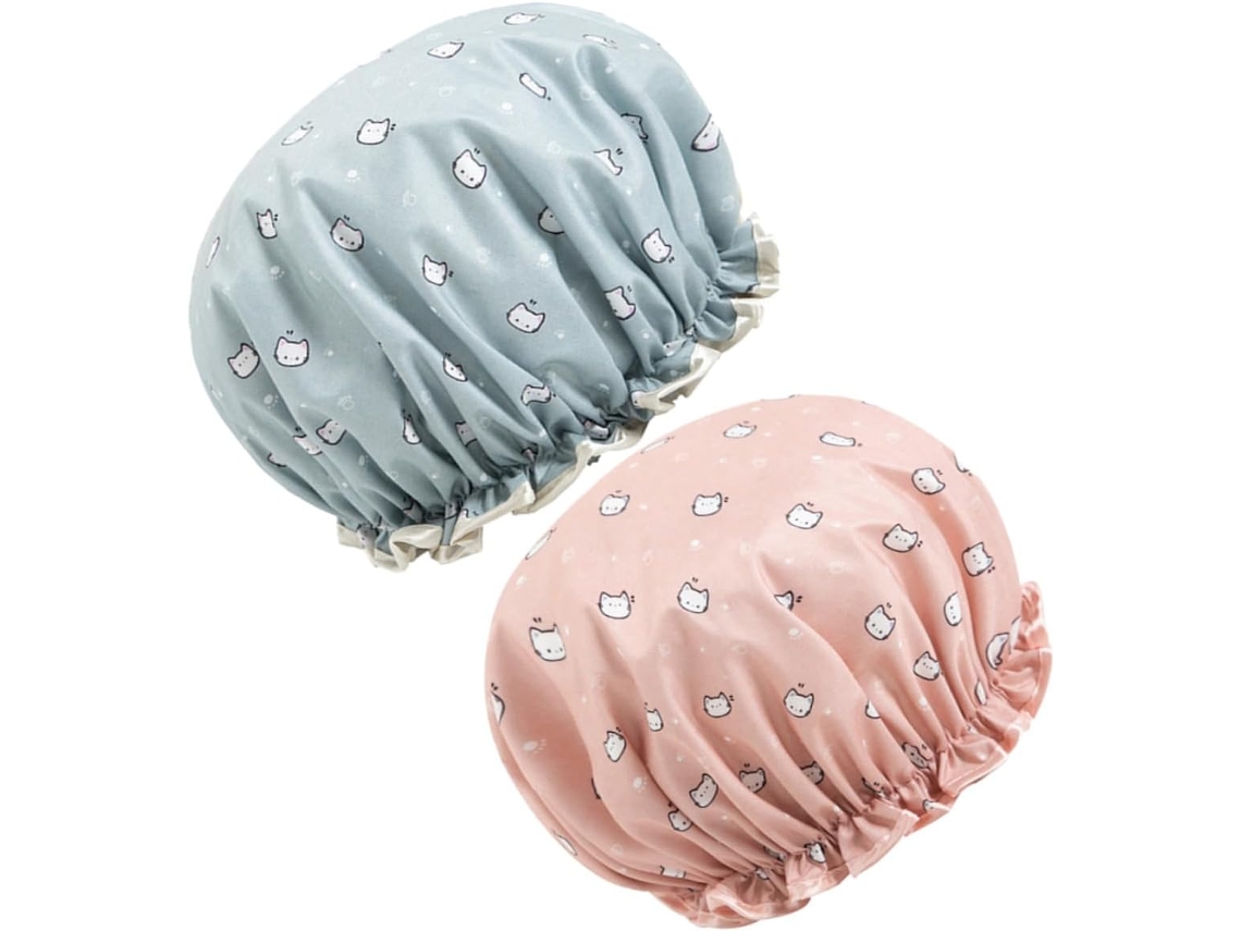 Conjunto De Toucas Natação Impermeáveis Galpada Para Mulheres, Com Estampas De Gatinhos Rosa E Azul, Dupla Camada Para