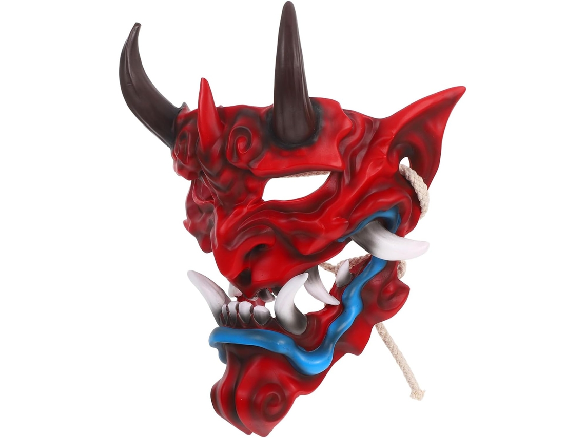 Máscara Hannya Assustadora Para Halloween E Acessório De Fantasia De Cosplay Com Faixa.