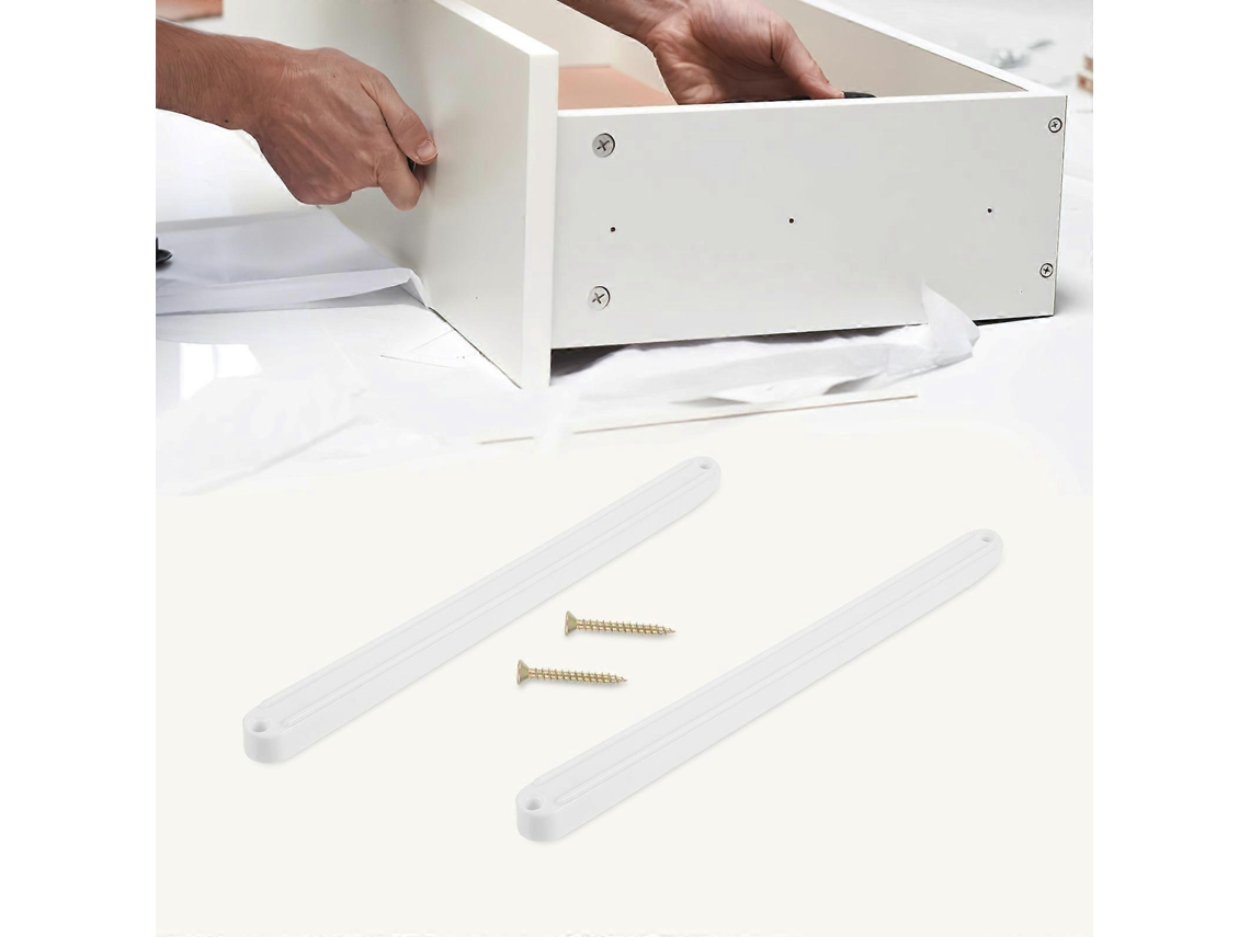 2 Peças de Trilhos de Gaveta de Plástico para Armários com Deslizamento Suave, Cozinha, Armário 30,00x1,60x1,40cm Blanco