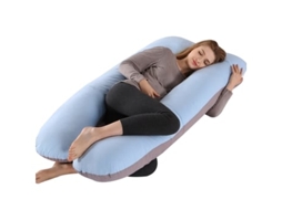 Almofada De Gravidez Em Formato De U Almofada De Apoio Lombar Para Quem Dorme De Lado Azul Cinza/125x72cm