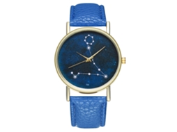 Reloj De Cuarzo Unisex Con Correa De Cuero Pu Moda Dial Grande Azul Real
