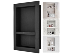 Nicho Embutido Para Banheiro Preto Impermeável 10x41x61cm Tekmaquinas