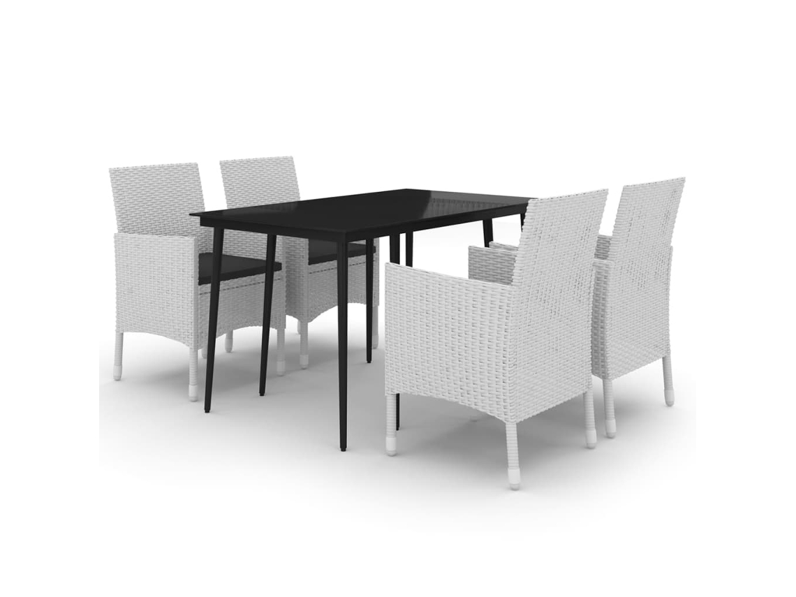 Garden Dining Set, Garden Dining Sets Vidaxl Branco Rattan / Vime (140 Cm Table Length)