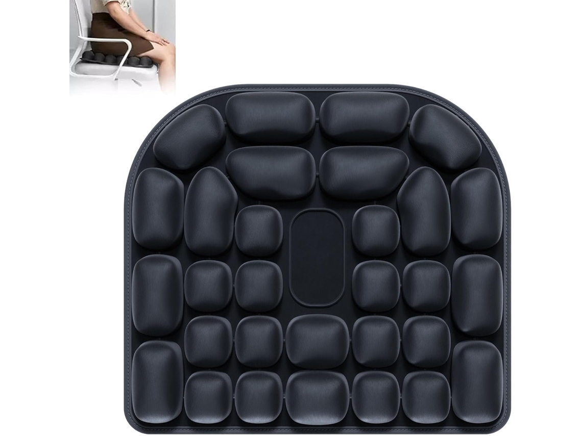 Almofada De Assento De Viagem Czhhmart, Almofada De Assento Auto-inflável Com Células De Ar 3d Preto