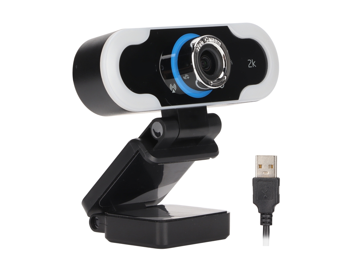 Câmera De Pc Webcam 2k Com Microfone Redução De Ruído Ângulo Amplo Foco Automático Luz De Preenchimento