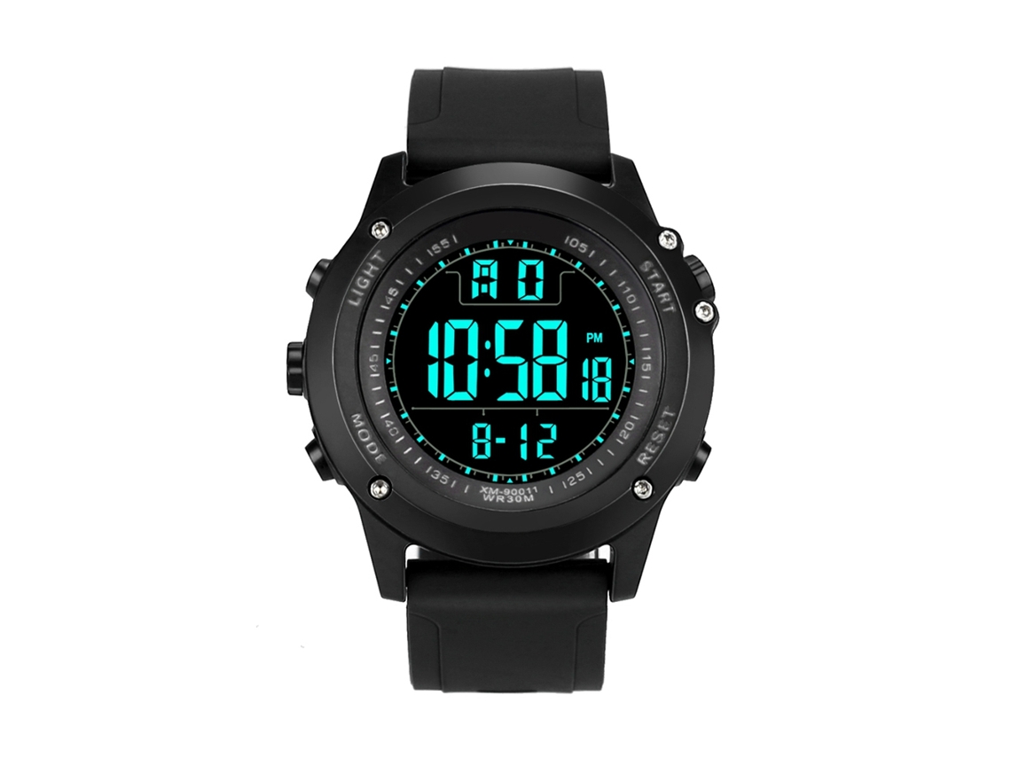 Relógio esportivo eletrônico masculino com pulseira de silicone e visor digital (branco)