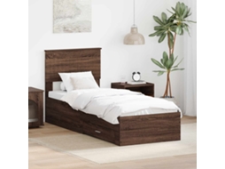 Vidaxl Estrutura Da Cama Carvalho Marrom E Prata 75 X 190 Cm