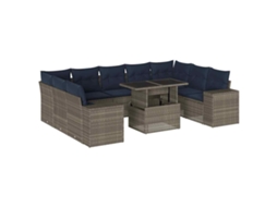 Conjunto de Sofá de Jardim, 10 Peças, Almofadas, Rattan Cinza MAISON EXCLUSIVE
