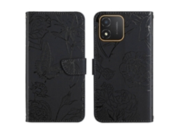 Capa De Celular Flip Em Couro Sintético Com Textura De Borboleta Para Honor X5 4g Ht03