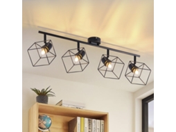 Nettlife Candeeiro De Teto Com Focos Preto E14 Ajustável 350° Vintage Metal Sem Lâmpada Para Sala De Estar, 25 W, Para Sala, Quarto