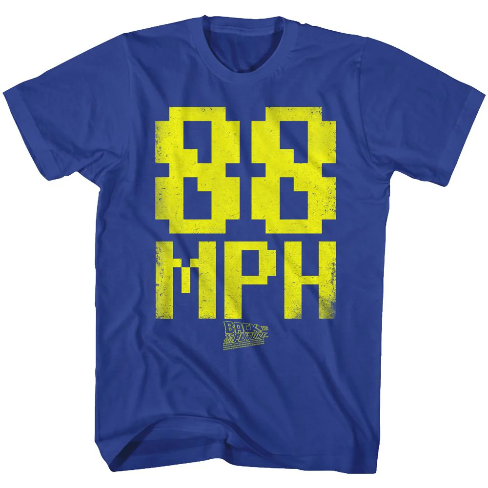 Unisex Adult T-shirt Rockinstone Back To The Future Movie '88 Mph Solid Royal Sizem
