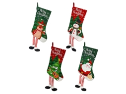 4pcs Meias de Natal decorativas com design de desenho animado de alce velho, árvore e boneco de neve | S/MARCA