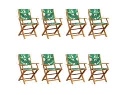 Maison Exclusive - Cadeiras De Jardim Dobráveis 8 Pcs Tecido/madeira Maciça Verde