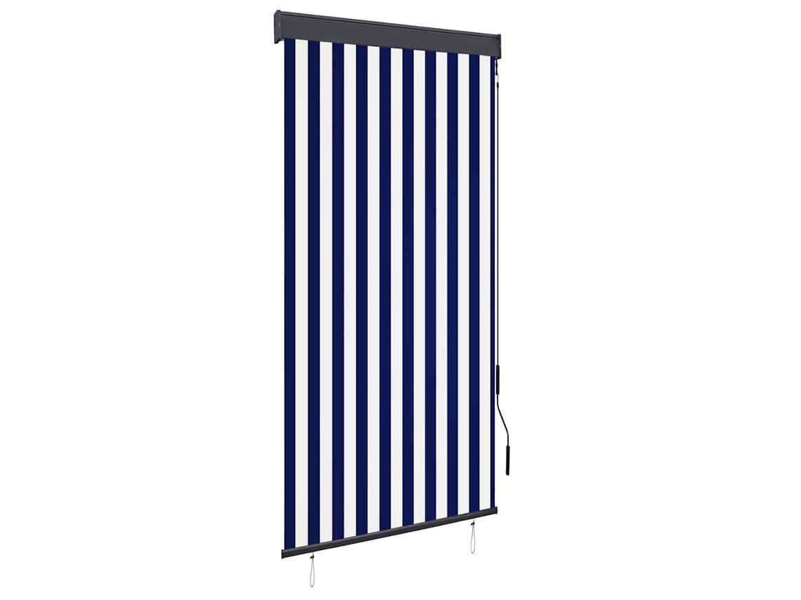 Vidaxl Estore De Rolo Para Exterior 100x250 Cm Azul E Branco