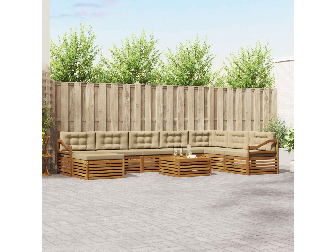 Vidaxl Conjunto De Sofás Para Exterior 9 Unid. Natural E Bege