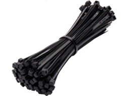 100 Abraçadeiras de Cabo Negras, 4 Polegadas, Auto bloqueantes, Nylon Resistente a Uv, Resistência Tensil de 8kg