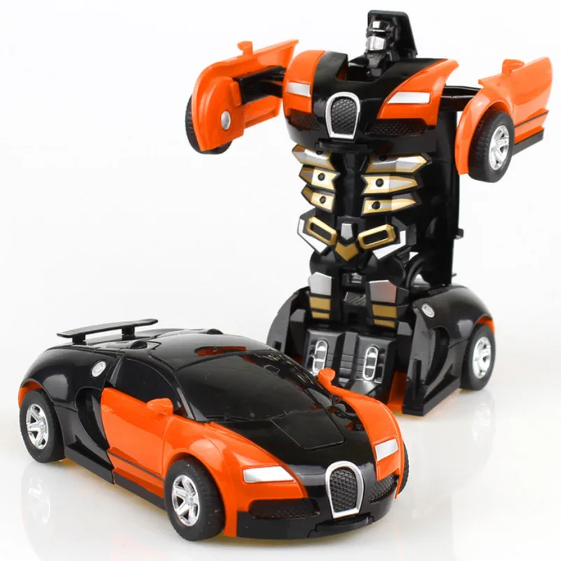 (estilo 1 Laranja) Mini Carrinho De Brinquedo 2 Em 1, Robô Com Transformação Automática, Não Requer Pilhas