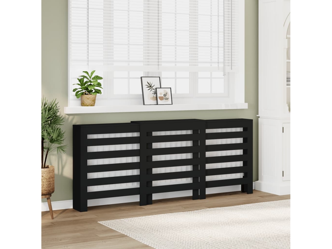 Vidaxl Cobertura De Radiador 205x21,5x83,5 Cm Derivados Madeira Preto