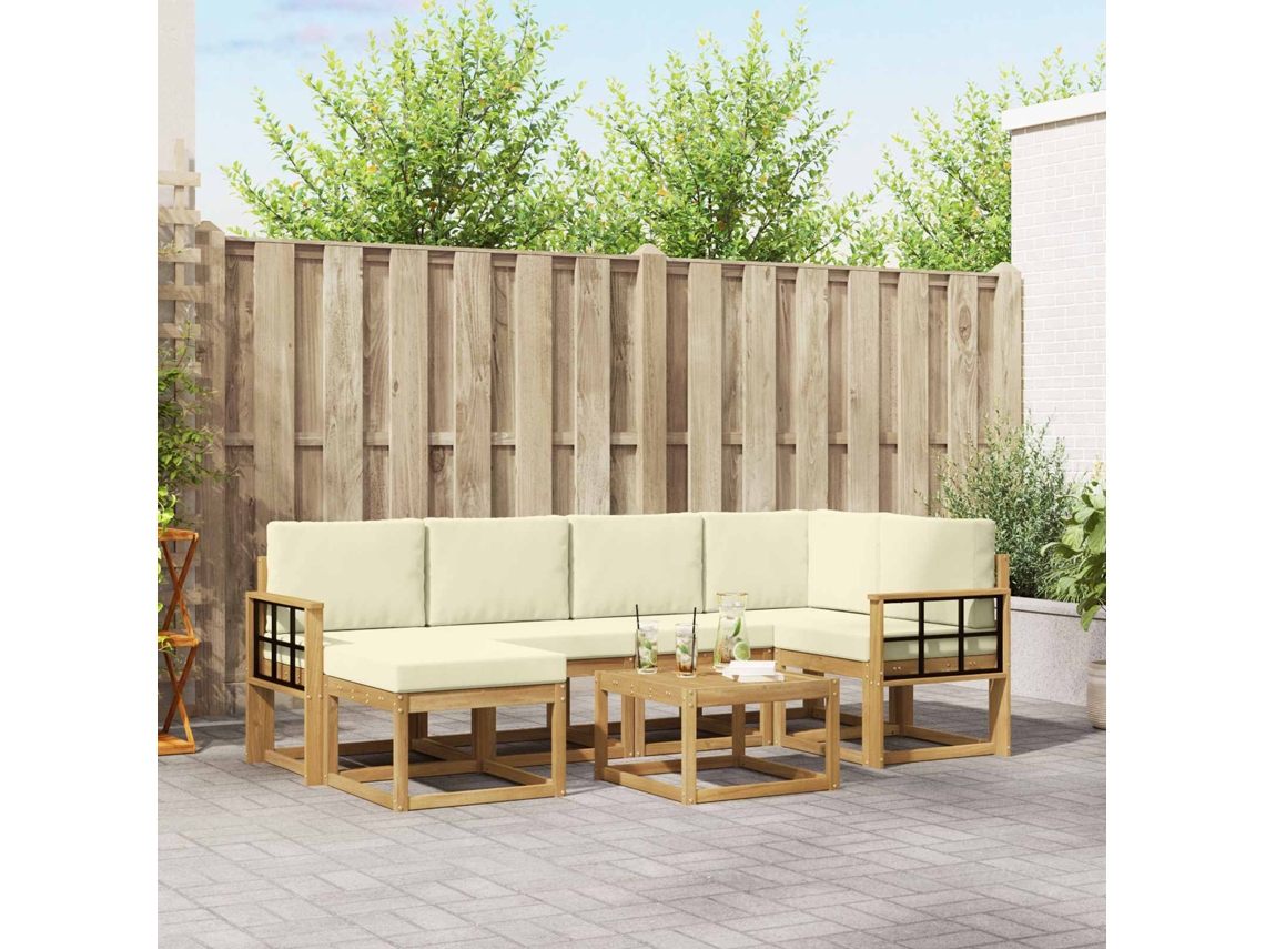 Vidaxl Conjunto De Sofás Para Exterior 7 Unid. Branco E Creme