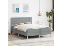 Vidaxl Estrutura de Cama com Colchão Cinzento claro Tecido