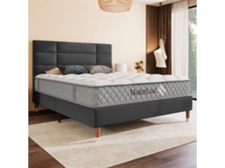 Cama Linho Cinza 140x200 Com Ripas, Design Moderno E Elegante