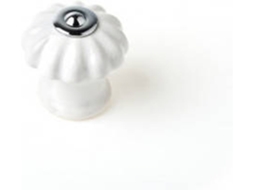 Conjunto de 4 Puxadores Redondos para Móveis Fabricado em Porcelana Branco Mod.E524 28Mm REI